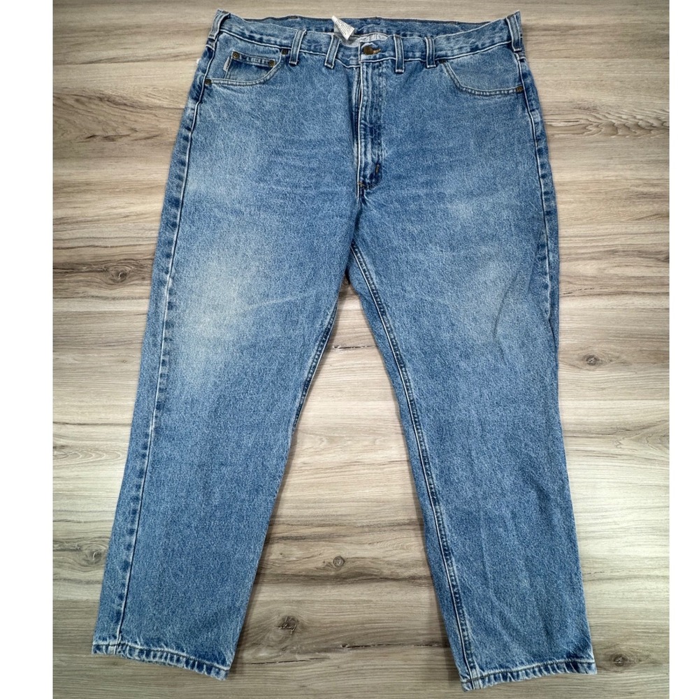 Carhartt B18 STW Traditional Fit‎ Mens Jeans 44x30 Blue Stonewash Straight Leg